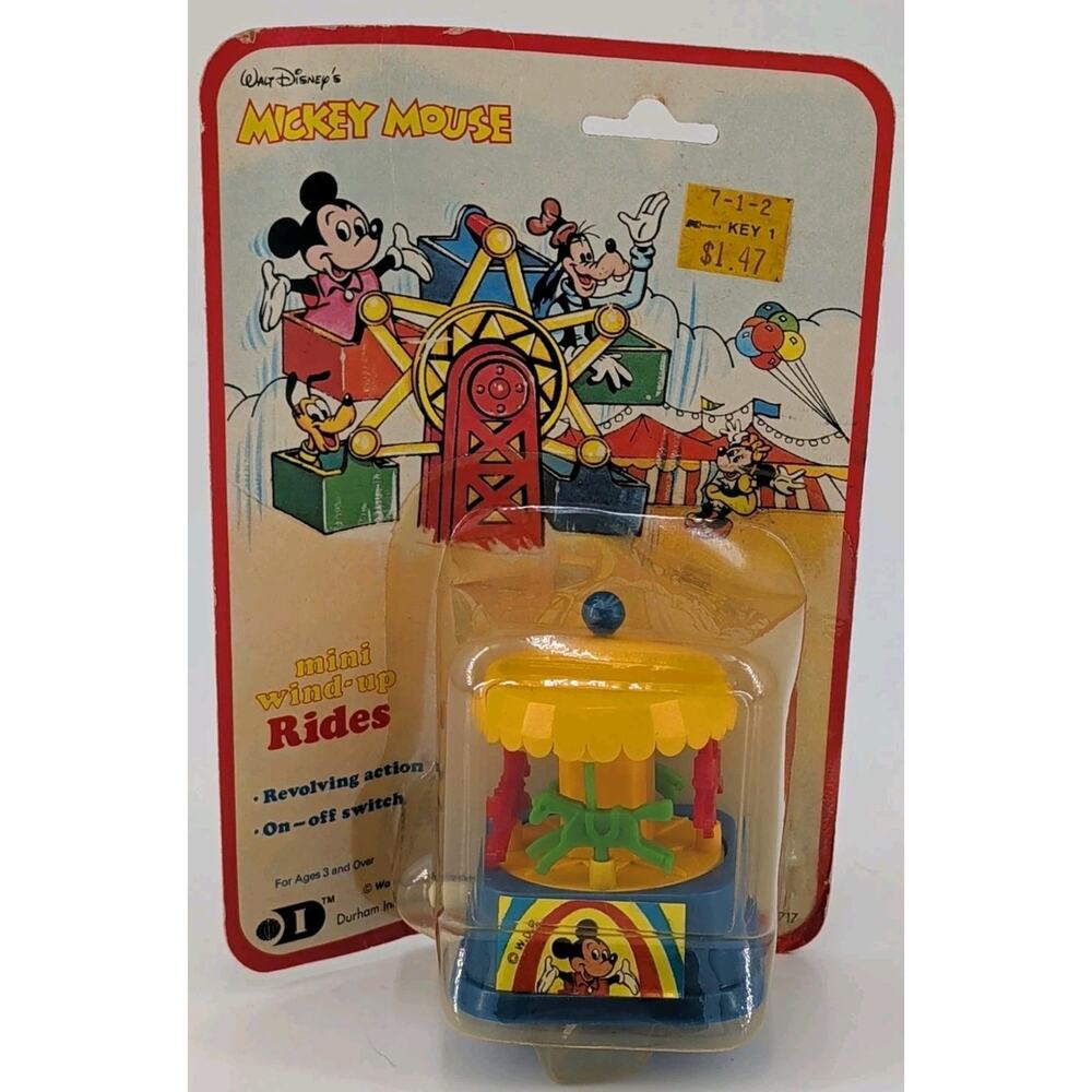 Vintage Durham Industries Mickey Mouse Mini Wind-Up Rides Carrousel Disney